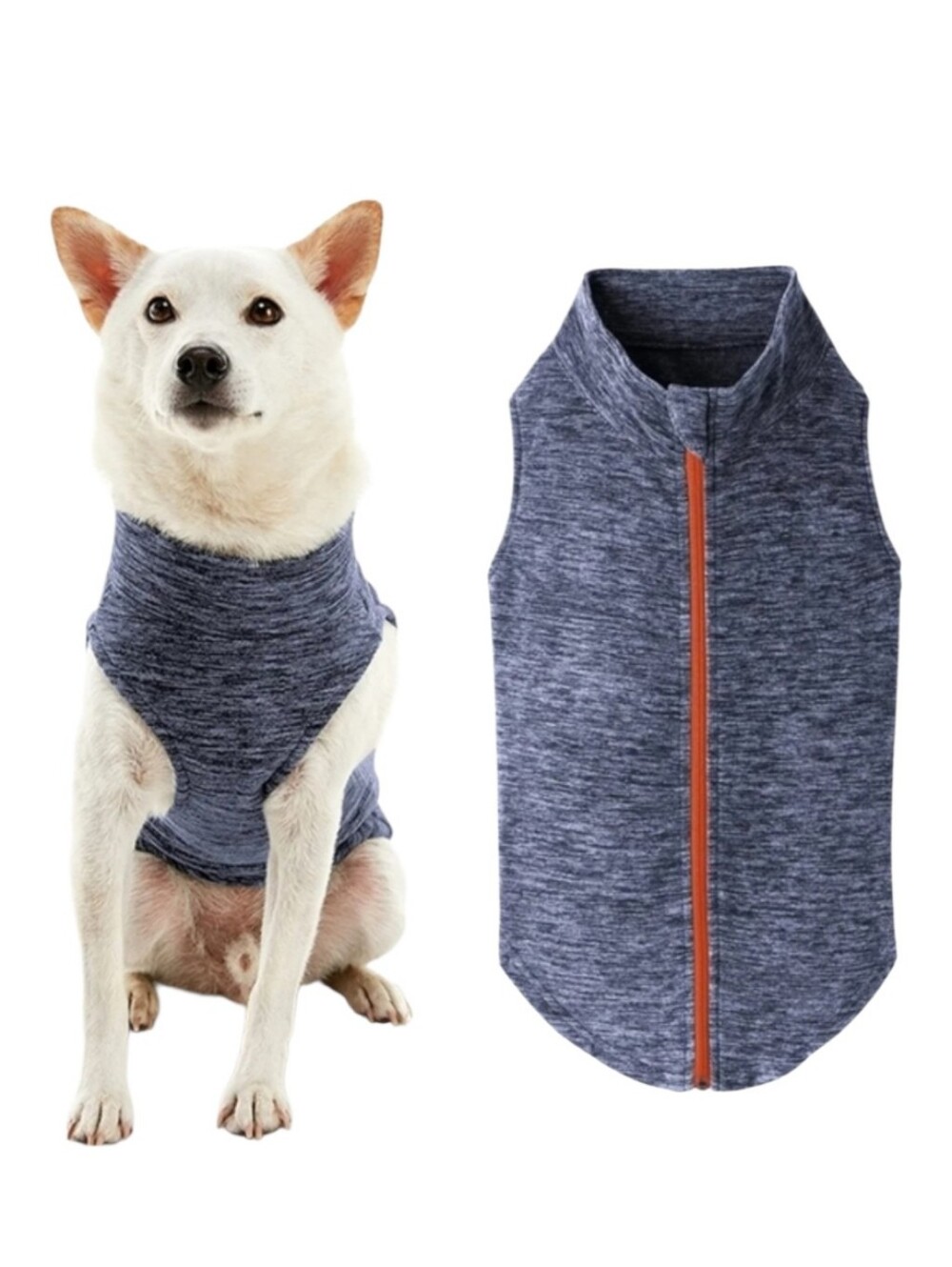 Gooby Zip Up Fleece Vest For Dogs- Grey Wash, 2X-Large